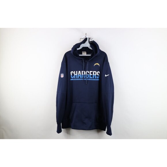 Nike On Field Mens Large Spell Out Los Angeles Chargers Football Hoodie Blue - Picture 1 of 16